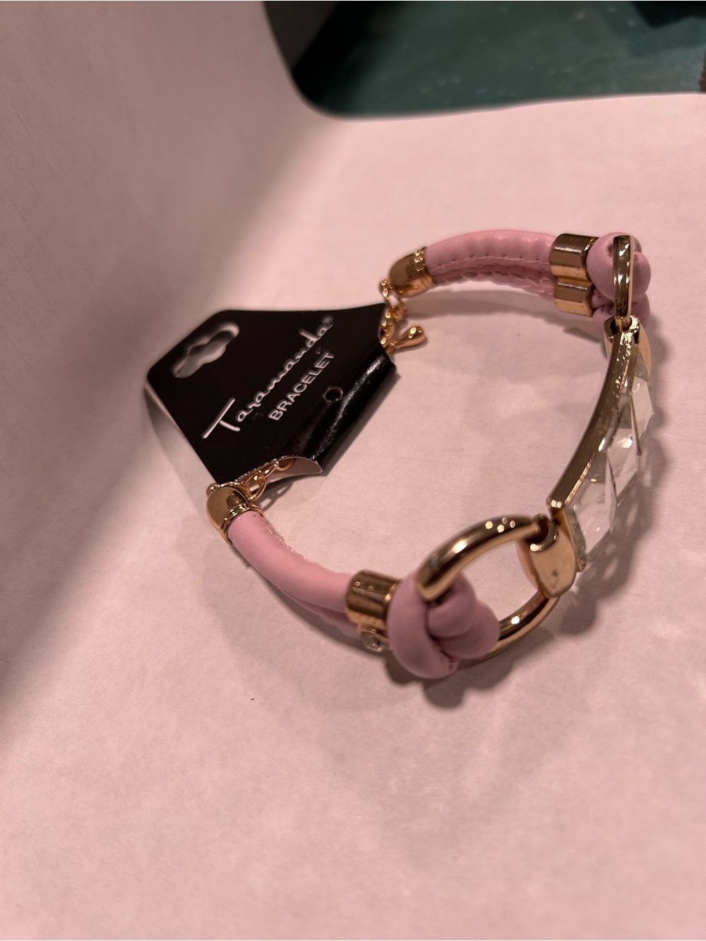 torrid Pink Faux Leather Bracelet with Gold & Crystal Accents